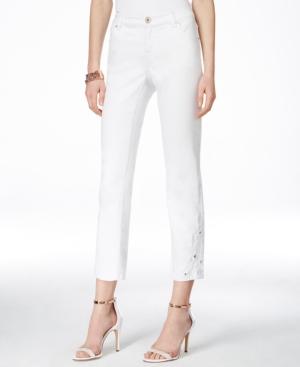 Inc International Concepts Cropped Embroidered White Wash Jeans, Only At Macy's