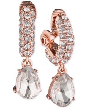 Anne Klein Rose Gold-tone Crystal Drop Clip-on Earrings