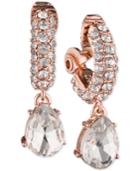 Anne Klein Rose Gold-tone Crystal Drop Clip-on Earrings