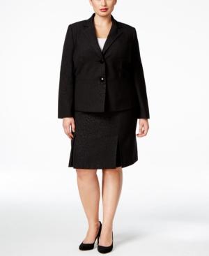 Le Suit Plus Size Solid Two-button Skirt Suit