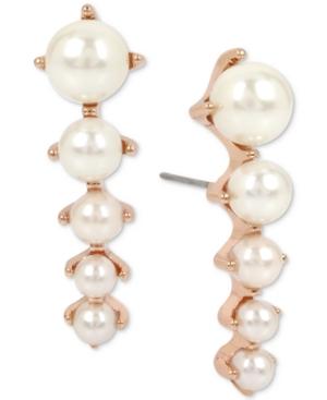 Betsey Johnson Rose Gold-tone Imitation Pearl Crawler Earrings