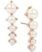 Betsey Johnson Rose Gold-tone Imitation Pearl Crawler Earrings