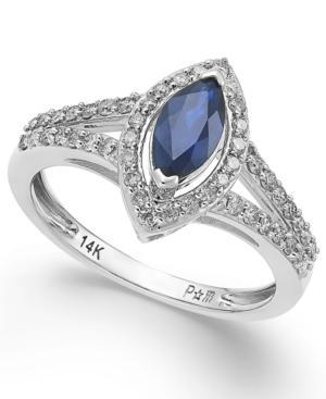 Sapphire (9/10 Ct. T.w.) And Diamond (1/2 Ct. T.w.) Ring In 14k White Gold