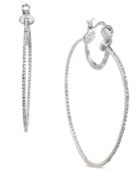 Sis By Simone I Smith Platinum Over Sterling Silver Earrings, Crystal In-and-out Hoop Earrings