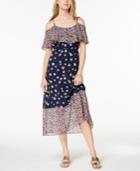 Maison Jules Printed Cold-shoulder Midi Dress, Created For Macy's