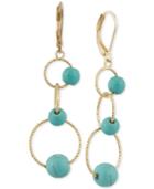 Anne Klein Gold-tone Blue Bead Multi-link Drop Earrings