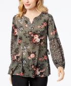 Style & Co Printed Mesh Top, Created For Macy's
