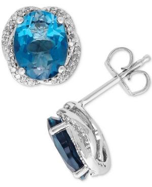 London Blue Topaz (4-3/8 Ct. T.w.) & Diamond (1/6 Ct. T.w.) Stud Earrings In Sterling Silver