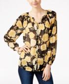 Charter Club Rose-print Button-front Blouse, Only At Macy's