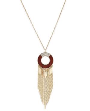 Thalia Sodi Gold-tone Pave & Wood Fringe Pendant Necklace, Only At Macy's