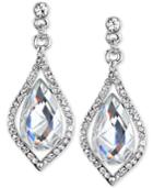 2028 Silver-tone Crystal Caged Pear-shape Drop Earrings