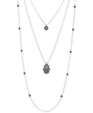 Lucky Brand Silver-tone Layered Hamsa Pendant Necklace