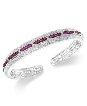 Ruby (3/4 Ct. T.w.) And Diamond Accent Cuff Bracelet In Sterling Silver