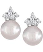 Majorica Silver-tone Imitation Pearl And Crystal Tiara Stud Earrings