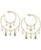 Swarovski Gold-tone Crystal Charm Crescent Moon Hoop Earrings