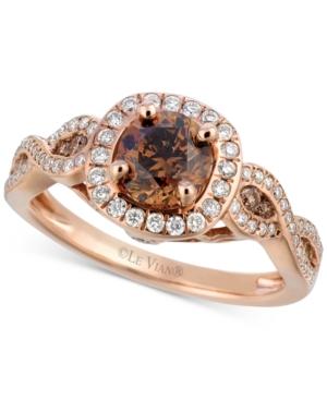 Le Vian Chocolatier Diamond Halo Ring (1-3/8 Ct. T.w.) In 14k Rose Gold