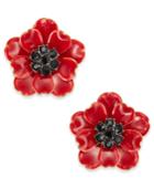 Kate Spade New York Gold-tone Jet Stone Red Poppy Stud Earrings