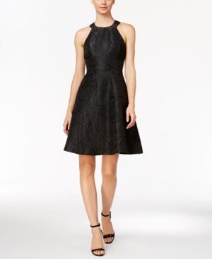 Calvin Klein Floral Jacquard Halter Dress