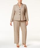 Le Suit Plus Size Basketweave Pantsuit