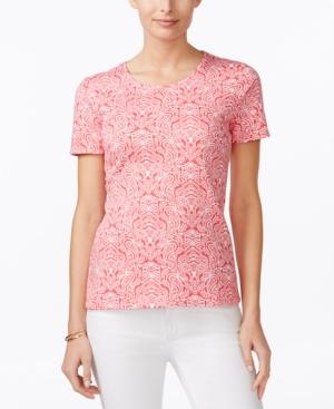 Charter Club Pima Cotton Medallion-print Tee, Only At Macy's