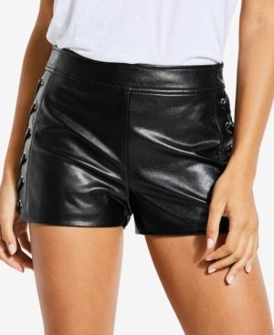 Guess Lace-up Faux-leather Shorts