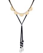 Lucky Brand Two-tone Leather Lariat Necklace