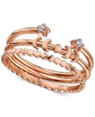 Unwritten 3-pc. Cubic Zirconia Stack Ring In Rose Gold Flashed Sterling Silver