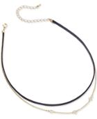 Inc International Concepts Gold-tone Faux-leather Choker Necklace, Only At Macy's