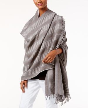Eileen Fisher Striped Fringe-trim Shawl