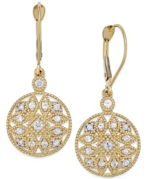 White Sapphire (1/2 Ct. T.w.) Filigree Drop Earrings In 14k Gold