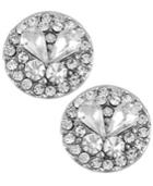 Betsey Johnson Silver-tone Crystal Round Stud Earrings
