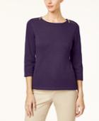 Karen Scott Cotton Zip-shoulder Sweater, Created For Macy's