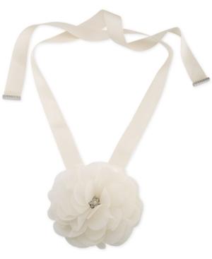Carolee Silver-tone Crystal & Imitation Pearl Fabric Flower Choker Necklace