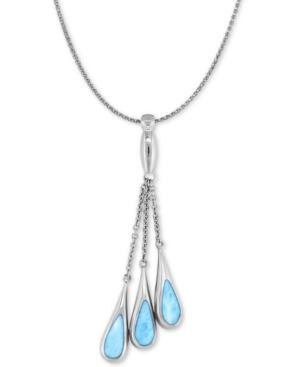Marahlago Larimar Triple Drop 21 Pendant Necklace In Sterling Silver