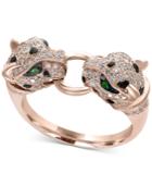 Citrus By Effy Diamond (1/2 Ct. T.w.) And Tsavorite Accent Cat Ring In 14k Rose Gold