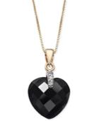Onyx (12mm) & Diamond Accent Heart 16 Pendant Necklace In 14k Gold