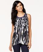 Alfani Embellished Ikat-print Layered Top, Only At Macy's