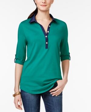 Tommy Hilfiger Solid Roll-tab-sleeve Tunic