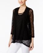 Jm Collection Petite Layered-look Lace Top, Only At Macy's