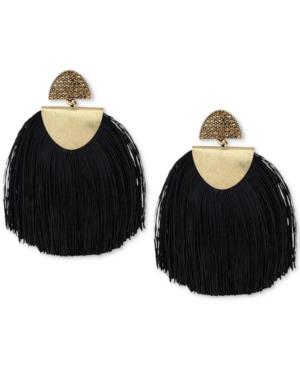 Lucky Brand Gold-tone Yellow Pave & Black Fringe Drop Earrings