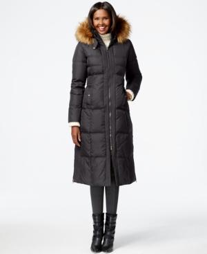 Larry Levine Faux-fur-trim Down Maxi Coat