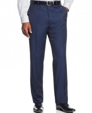 Shaquille O'neal Collection Big And Tall Navy Solid Classic-fit Pants, Only At Macy's