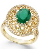 Effy Emerald (1-1/2 Ct. T.w.) And Diamond (1/2 Ct. T.w.) Antique Ring In 14k Gold