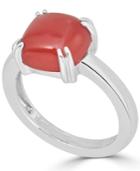 Red Agate Curved Claw Ring In Sterling Silver