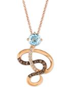 Le Vian Sea Blue Aquamarine (5/8 Ct. T.w.) & Diamond (1/4 Ct. T.w.) Swirl 18 Pendant Necklace In 14k Rose Gold