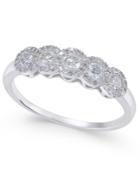 Diamond Five-stone Halo Ring (1/2 Ct. T.w.) In 14k White Gold