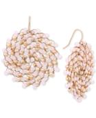 Kenneth Cole New York Rose Gold-tone Pink Bead Woven Drop Earrings