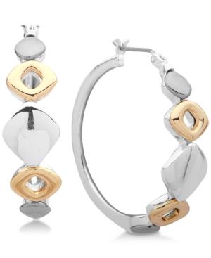 Nine West Tri-tone Sculptural Hoop Earrings