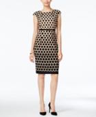 Connected Belted Polka-dot Sheath Dress