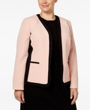 Kasper Plus Size Open-front Colorblocked Jacket